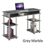 Brown Single-Person Desk with Shelves, No-Tool Assembly