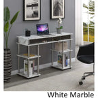 Brown Single-Person Desk with Shelves, No-Tool Assembly