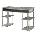 Brown Single-Person Desk with Shelves, No-Tool Assembly