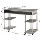Brown Single-Person Desk with Shelves, No-Tool Assembly