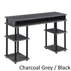 Brown Single-Person Desk with Shelves, No-Tool Assembly