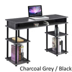Brown Single-Person Desk with Shelves, No-Tool Assembly