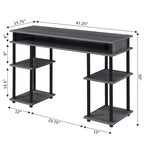 Brown Single-Person Desk with Shelves, No-Tool Assembly
