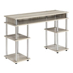 Brown Single-Person Desk with Shelves, No-Tool Assembly