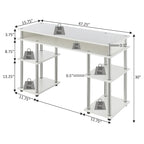 Brown Single-Person Desk with Shelves, No-Tool Assembly