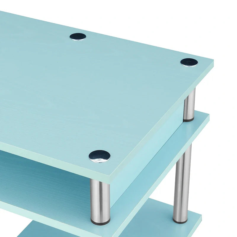 Brown Single-Person Desk with Shelves, No-Tool Assembly
