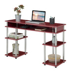 Brown Single-Person Desk with Shelves, No-Tool Assembly