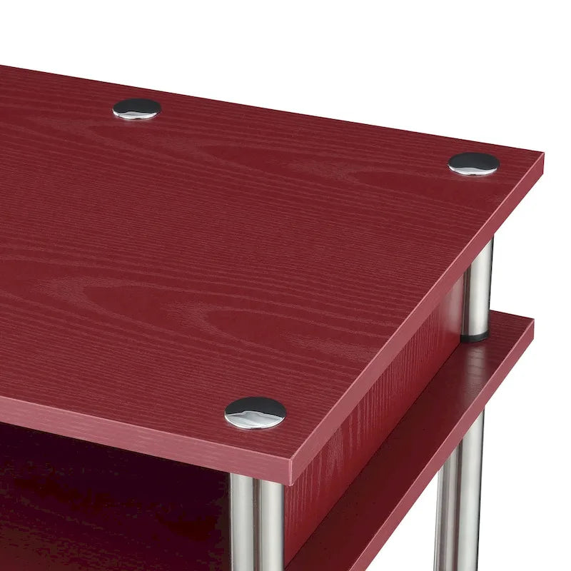 Brown Single-Person Desk with Shelves, No-Tool Assembly