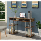 Brown Single-Person Desk with Shelves, No-Tool Assembly