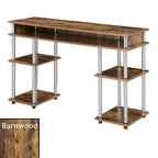 Brown Single-Person Desk with Shelves, No-Tool Assembly