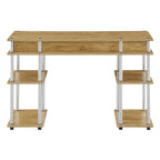 Brown Single-Person Desk with Shelves, No-Tool Assembly