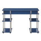 Brown Single-Person Desk with Shelves, No-Tool Assembly