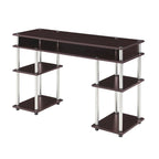 Brown Single-Person Desk with Shelves, No-Tool Assembly