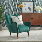 Scoop Back Accent Chair - Upholstered with Angled Walnut Finish Legs