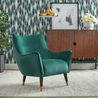 Scoop Back Accent Chair - Upholstered with Angled Walnut Finish Legs