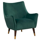 Scoop Back Accent Chair - Upholstered with Angled Walnut Finish Legs