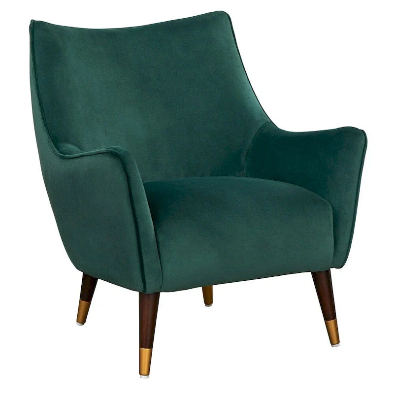 Scoop Back Accent Chair - Upholstered with Angled Walnut Finish Legs