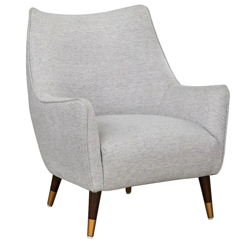 Scoop Back Accent Chair - Upholstered with Angled Walnut Finish Legs