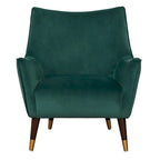 Scoop Back Accent Chair - Upholstered with Angled Walnut Finish Legs