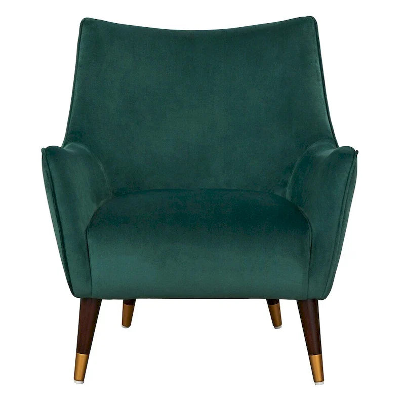 Scoop Back Accent Chair - Upholstered with Angled Walnut Finish Legs