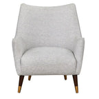 Scoop Back Accent Chair - Upholstered with Angled Walnut Finish Legs