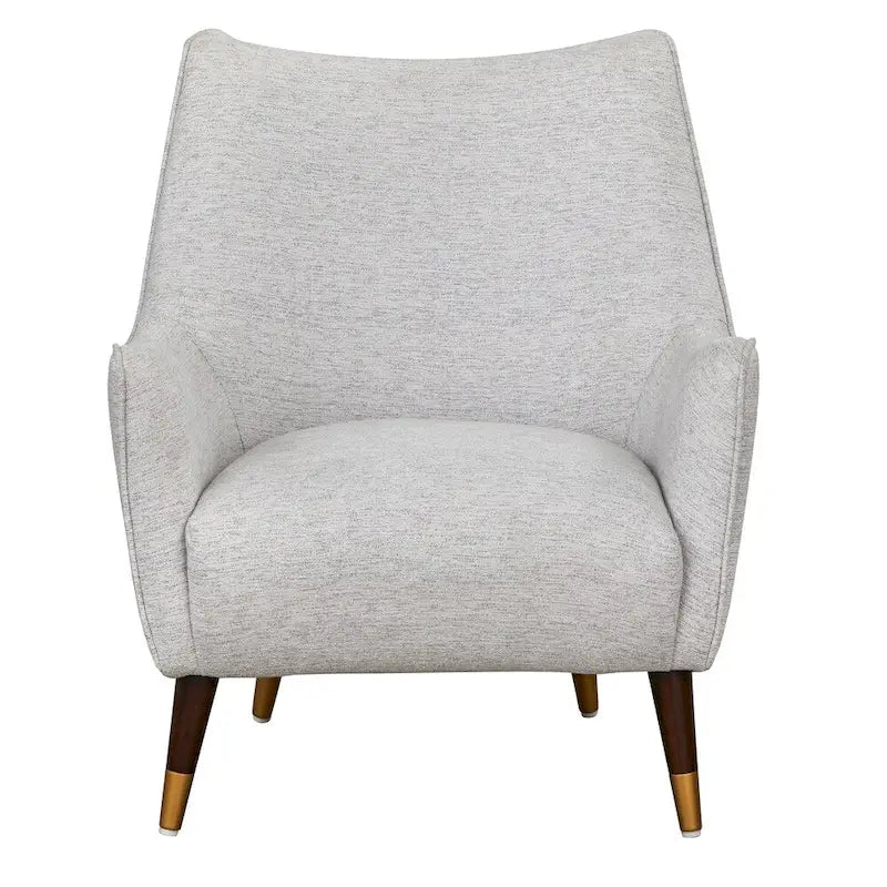 Scoop Back Accent Chair - Upholstered with Angled Walnut Finish Legs