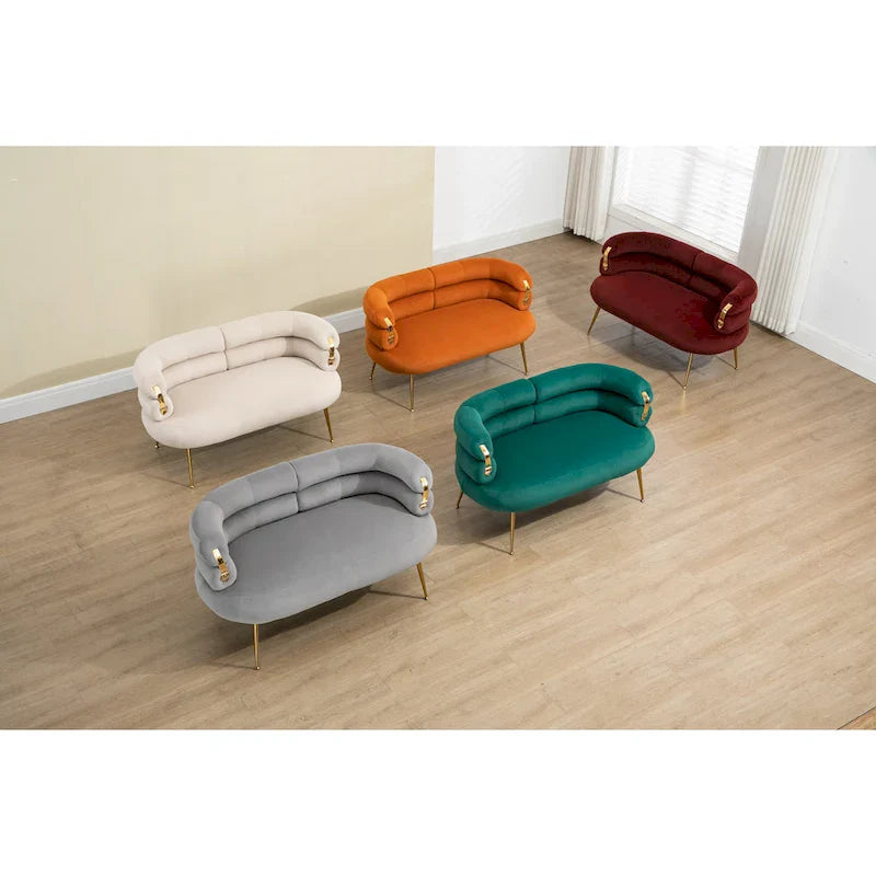 Velvet Upholstered Accent Chair with Metal Legs