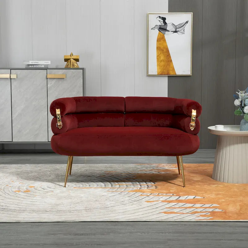 Velvet Upholstered Accent Chair with Metal Legs