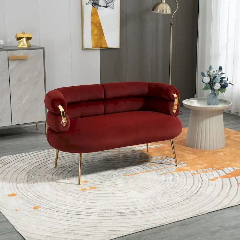 Velvet Upholstered Accent Chair with Metal Legs
