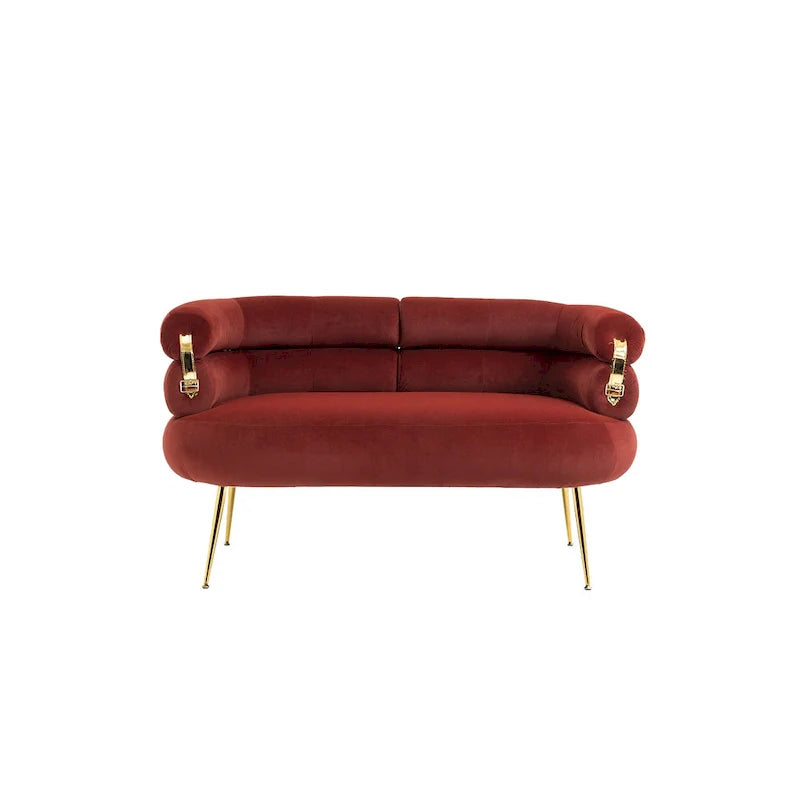 Velvet Upholstered Accent Chair with Metal Legs