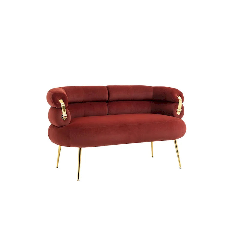 Velvet Upholstered Accent Chair with Metal Legs