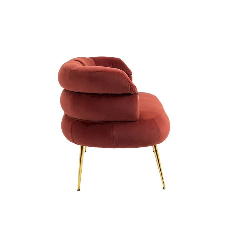 Velvet Upholstered Accent Chair with Metal Legs