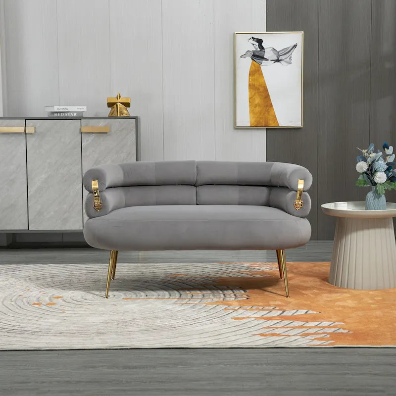 Velvet Upholstered Accent Chair with Metal Legs