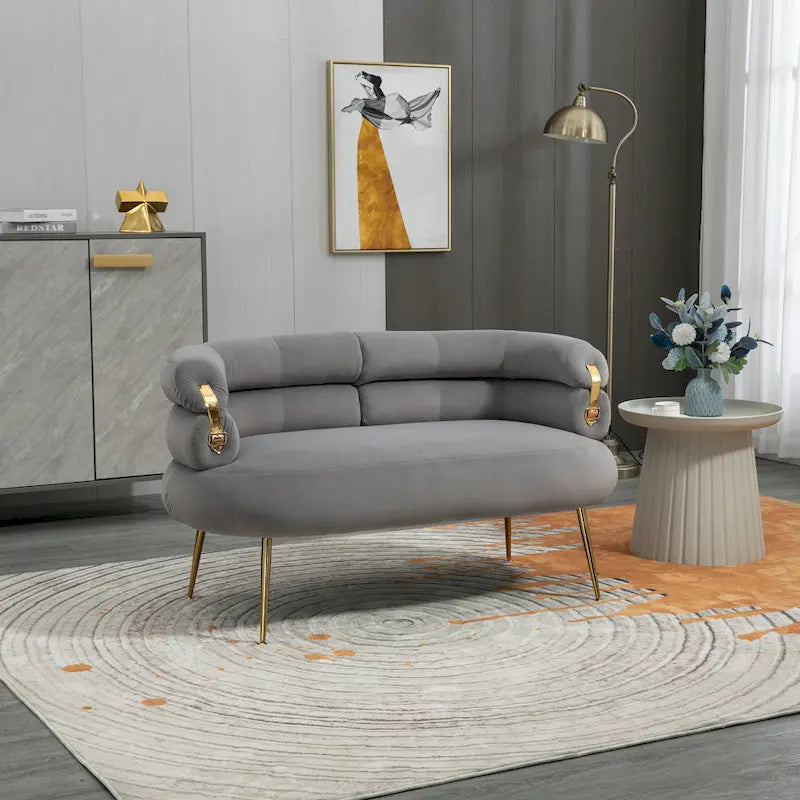 Velvet Upholstered Accent Chair with Metal Legs