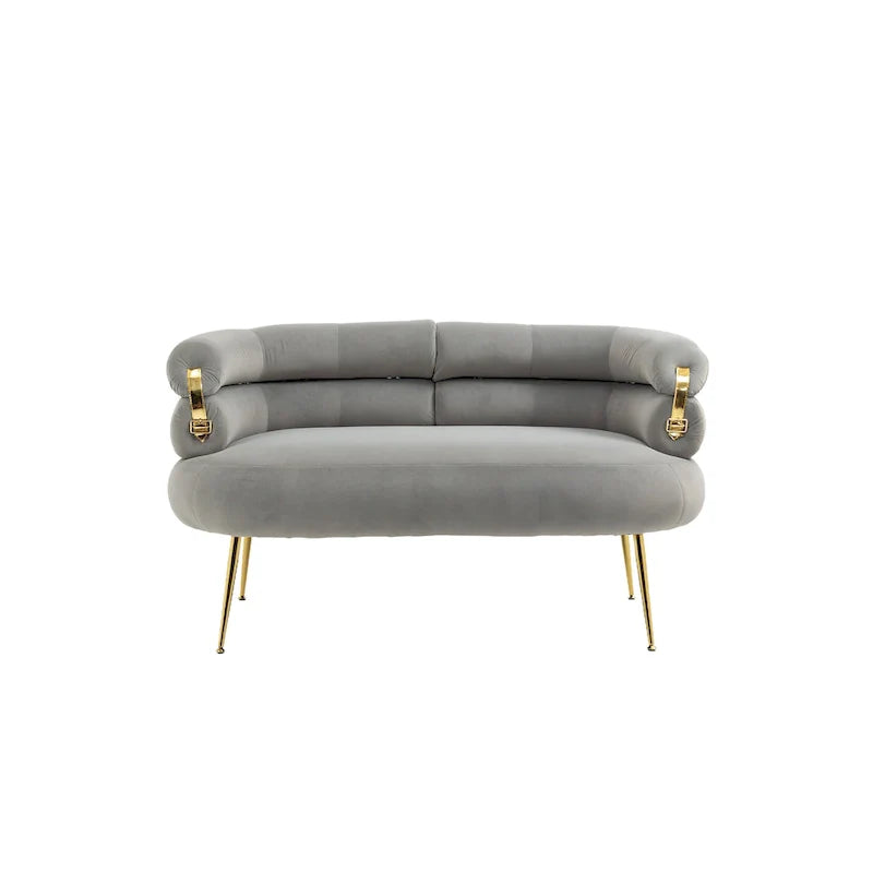 Velvet Upholstered Accent Chair with Metal Legs