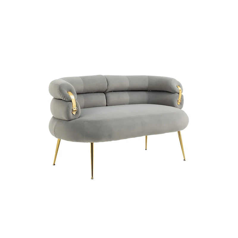 Velvet Upholstered Accent Chair with Metal Legs