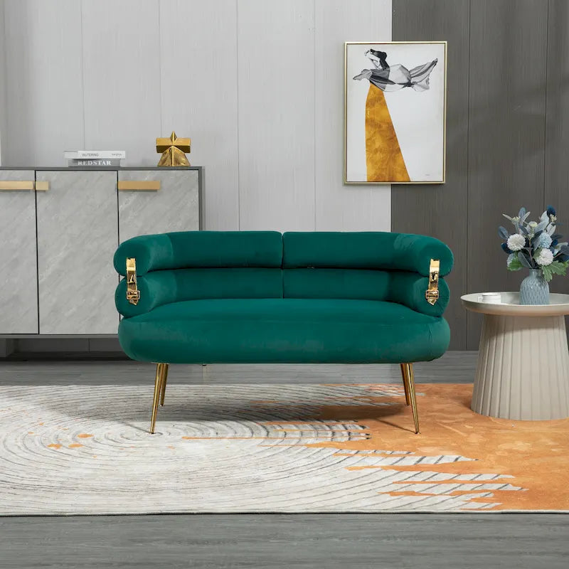 Velvet Upholstered Accent Chair with Metal Legs