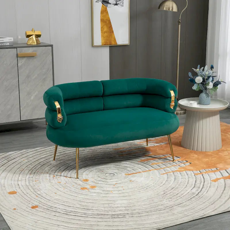 Velvet Upholstered Accent Chair with Metal Legs