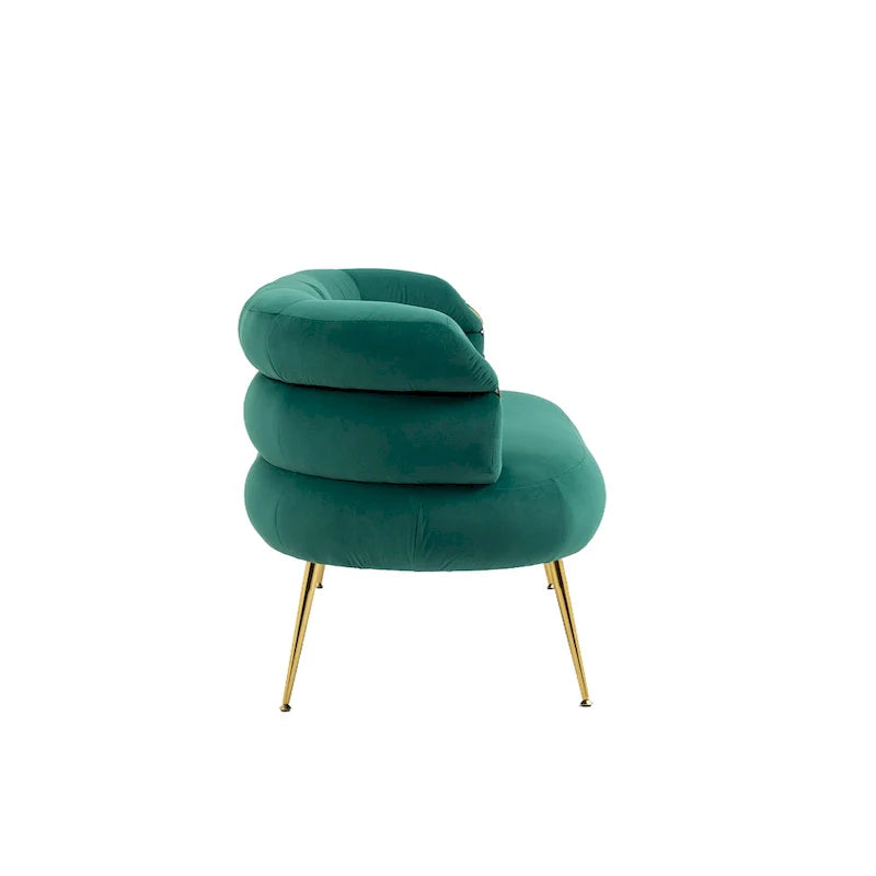 Velvet Upholstered Accent Chair with Metal Legs