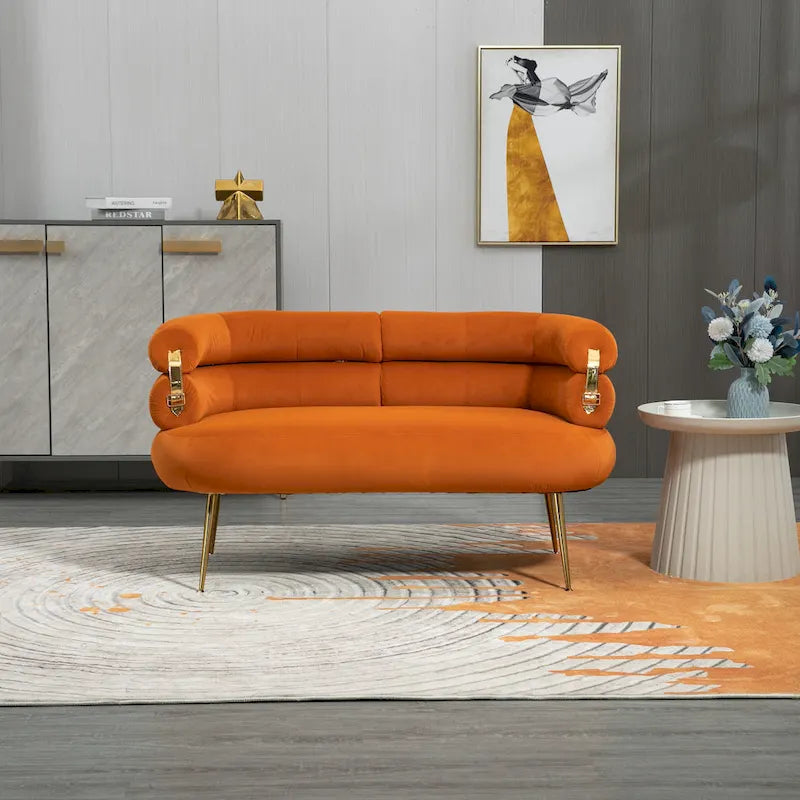 Velvet Upholstered Accent Chair with Metal Legs