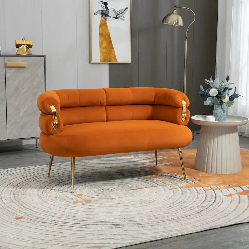 Velvet Upholstered Accent Chair with Metal Legs