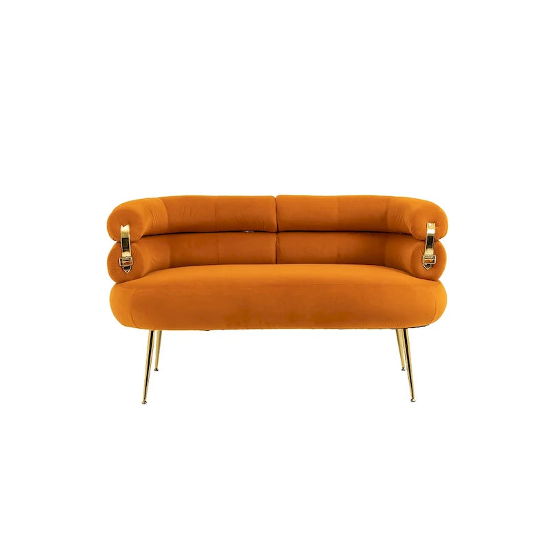 Velvet Upholstered Accent Chair with Metal Legs