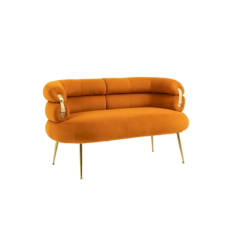Velvet Upholstered Accent Chair with Metal Legs