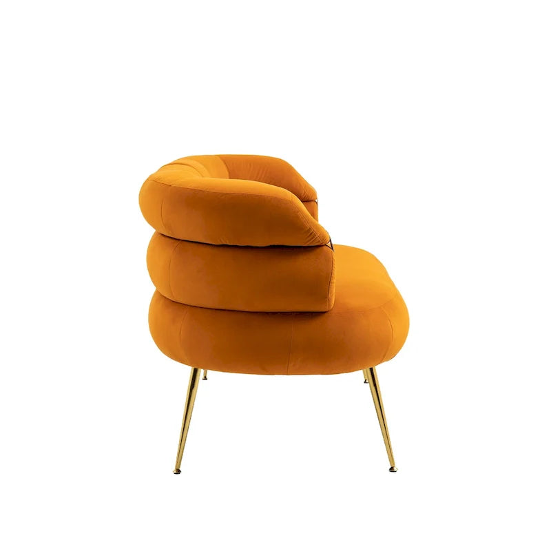 Velvet Upholstered Accent Chair with Metal Legs