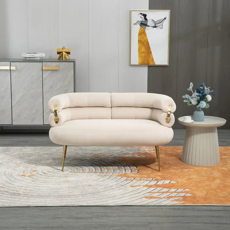 Velvet Upholstered Accent Chair with Metal Legs