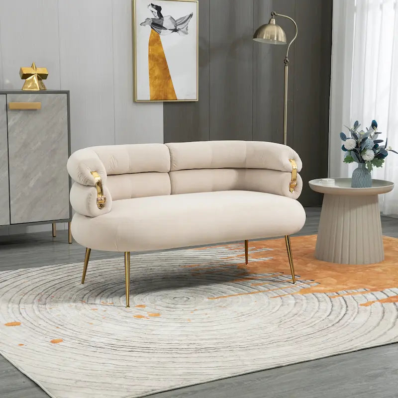 Velvet Upholstered Accent Chair with Metal Legs