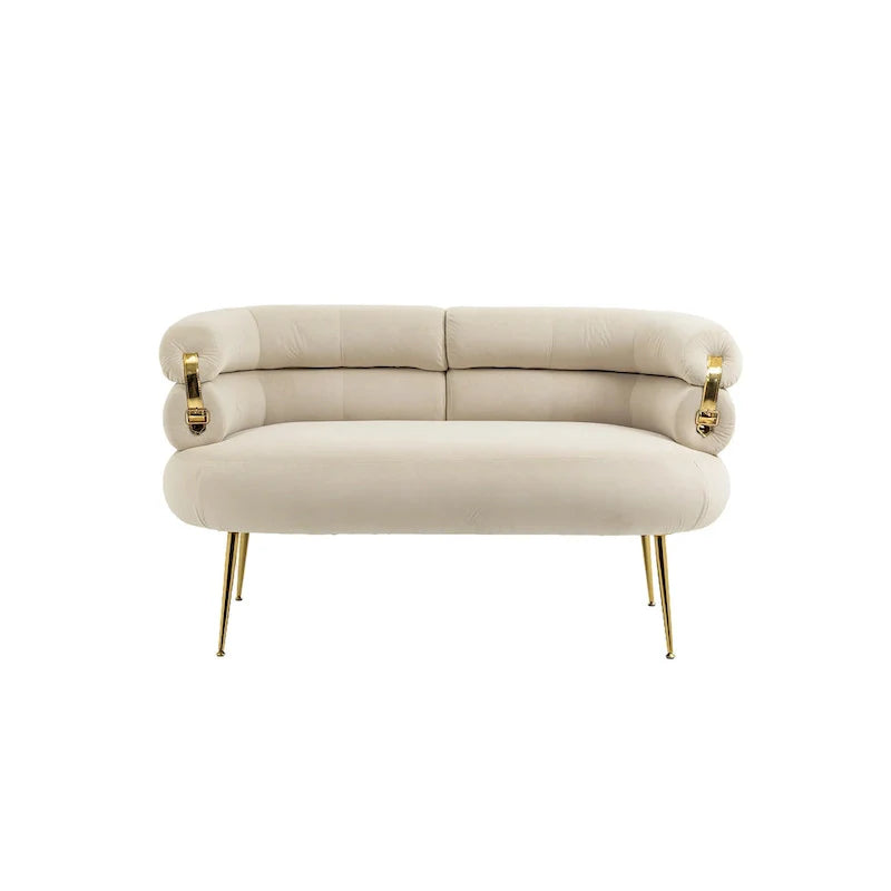 Velvet Upholstered Accent Chair with Metal Legs