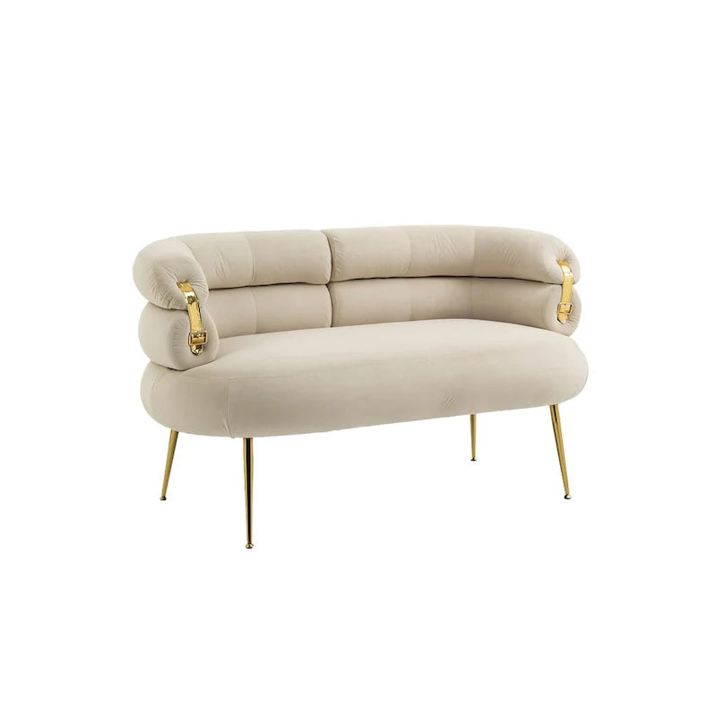 Velvet Upholstered Accent Chair with Metal Legs