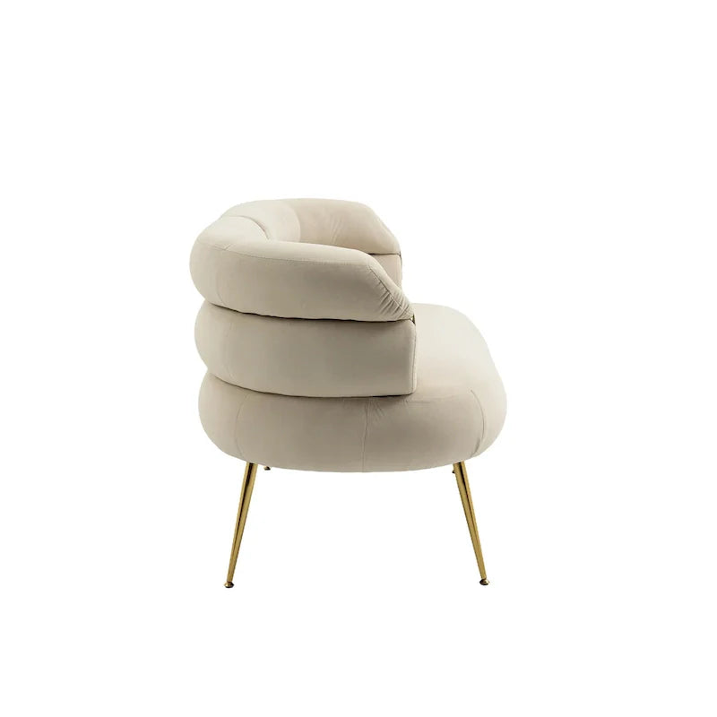 Velvet Upholstered Accent Chair with Metal Legs