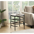 Round End Table with Sintered Stone Top and Metal Frame
